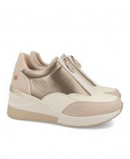 Xti 141874 Women's zippered wedge sneakers in beige