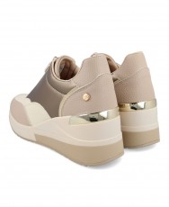 Xti 141874 Women's zippered wedge sneakers in beige