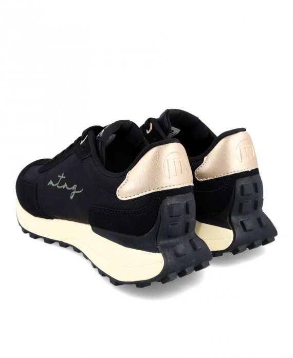 Sneakers para mujer en color negro Caracteristicas con cordones altura de piso 3 cm zapato de estilo casual suela de goma termo