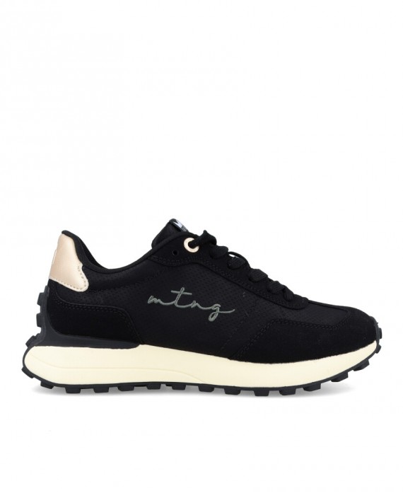 Sneakers para mujer en color negro Caracteristicas con cordones altura de piso 3 cm zapato de estilo casual suela de goma termo