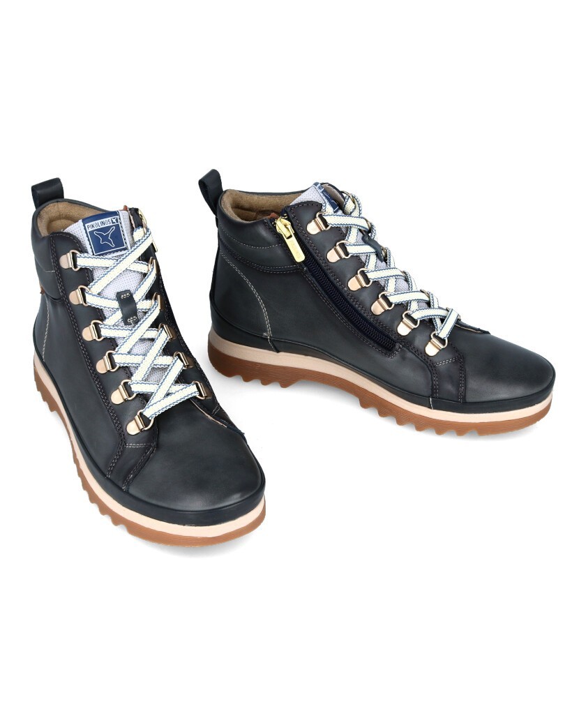 Blue lace-up ankle boots Pikolinos Vigo W3W-8564