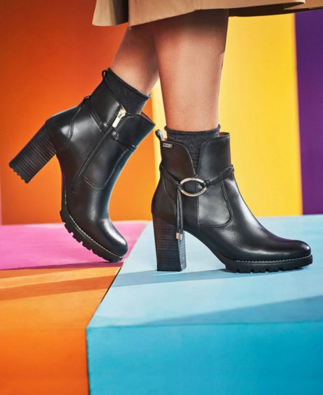 Leather on sale heeled booties