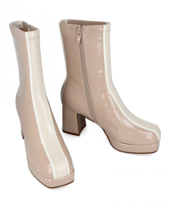 beige heeled ankle boots