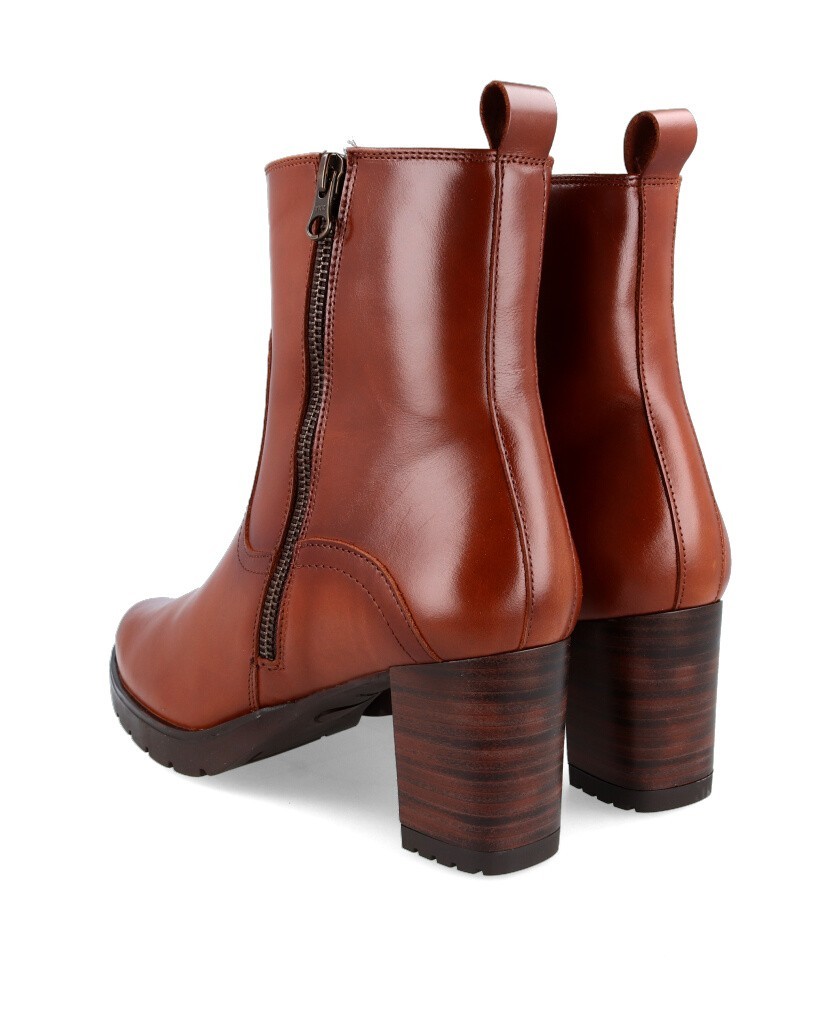 brown heeled ankle boot