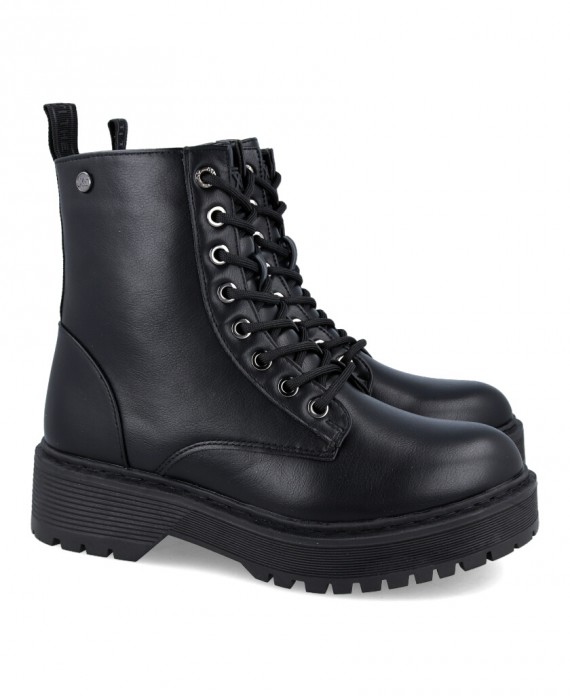 Xti 142128 Women's black military ankle boots