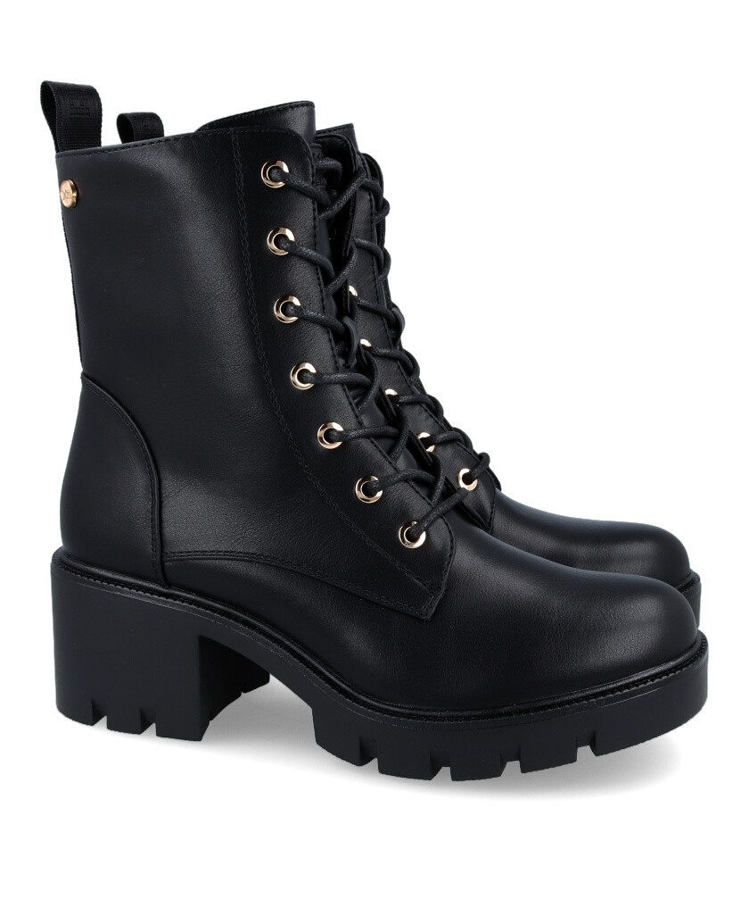 Xti 141840 Women s lace up heeled ankle boots in black