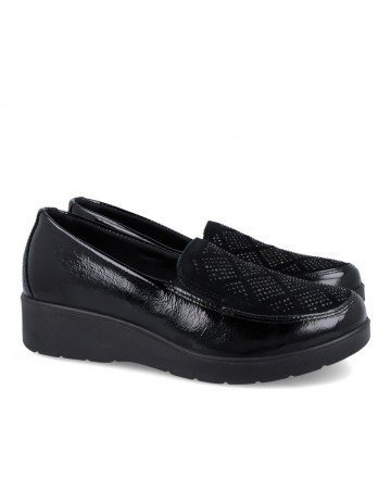Mocasines cuña negros con brillantes Imac 455550
