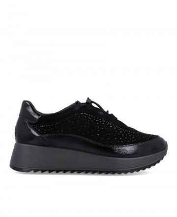 low wedge black sneaker