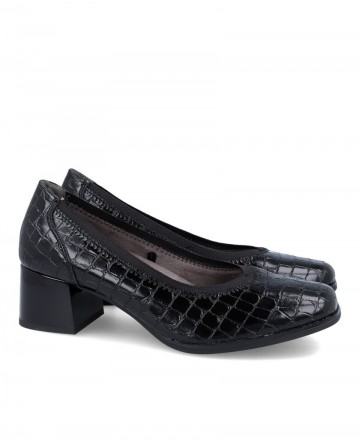 Zapatos negros coco tacón ancho Amarpies AMD25381