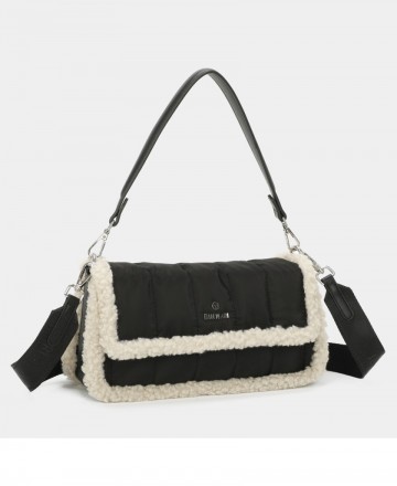 black shearling bag