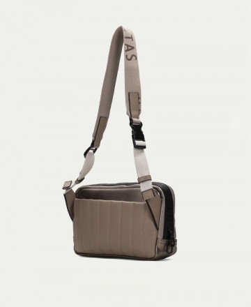 black and taupe shoulder bag