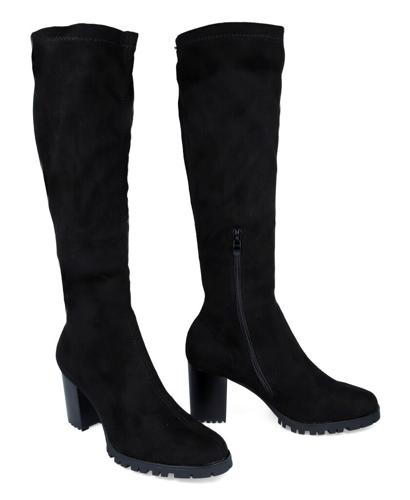 D'Angela DRB25244 Black suede heeled boots