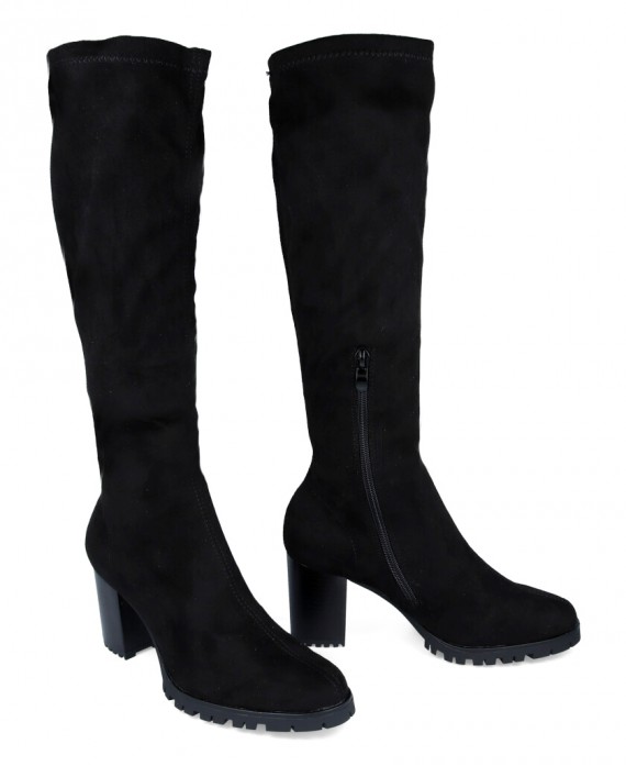 Botas para mujer en color negro Caracteristicas con cremallera tacon 6 cm zapato de estilo casual suela de goma termoplastica e
