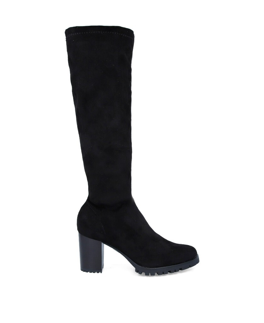 D'Angela DRB25244 Black suede heeled boots