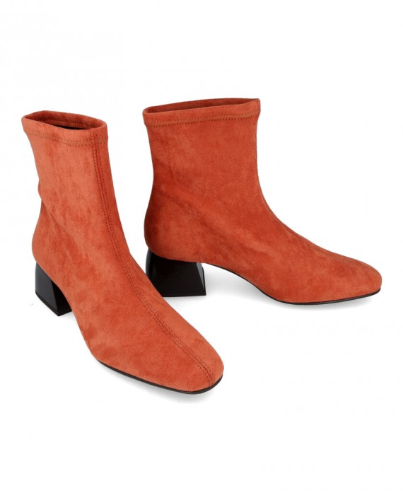 Miss Elastic 77662 Orange ankle boots for women