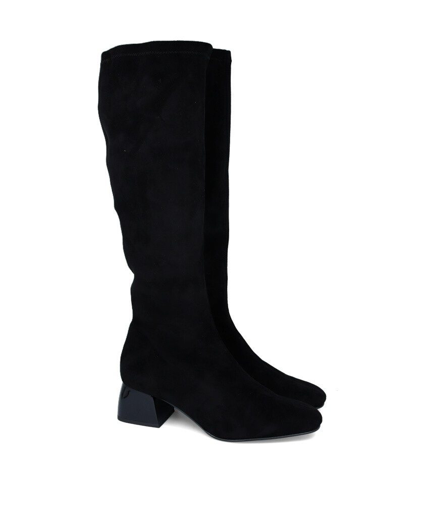Botas altas ajustadas negras Miss Elastic 77663