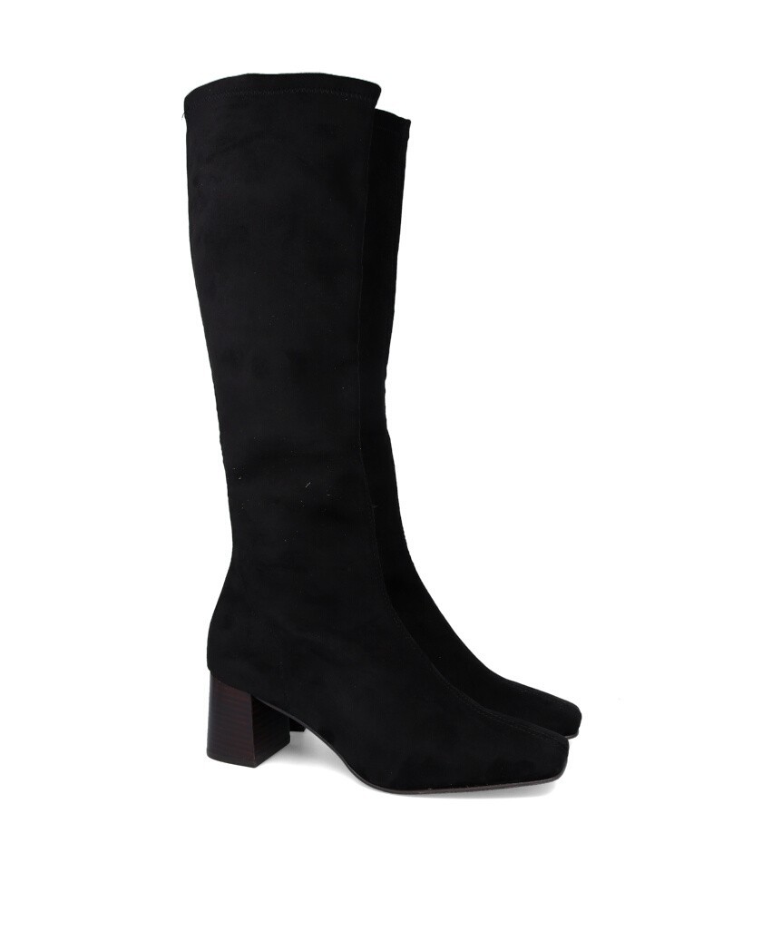 Miss Elastic 77621 High black boots for women with heel