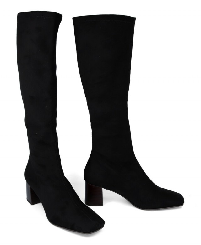 Botas negras altas de mujer Miss Elastic 77621 con tacón