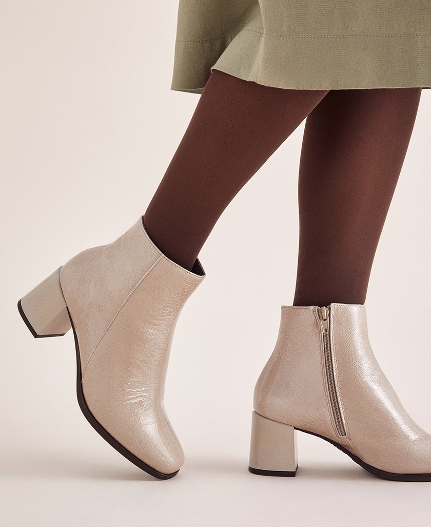 Beige hotsell patent boots