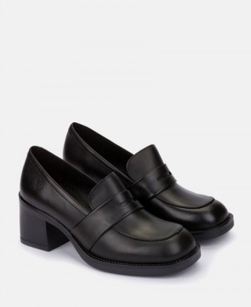 Yokono Landas-001 Black leather loafers for women