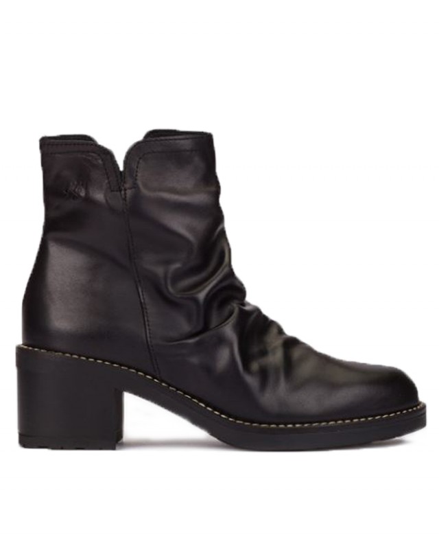 Yokono Mesina-003 Black embossed leather booties