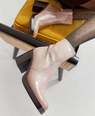 Yokono Kolin-001 Pink wooden heels ankle boots