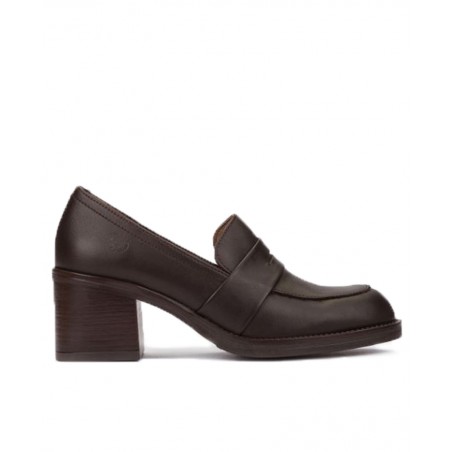 Yokono Landas-001 Brown thick-heeled loafers