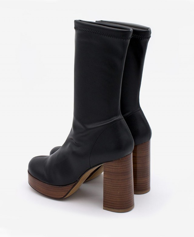 Black booties clearance wooden heel