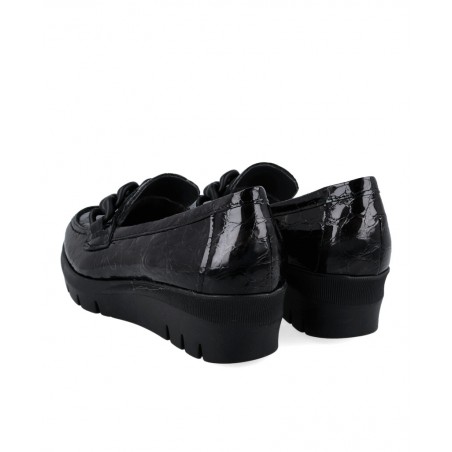 Zapatos de para mujer en color negro Caracteristicas mocasin cuna 5 cm piso de goma termoplastica exterior piel e interior forr