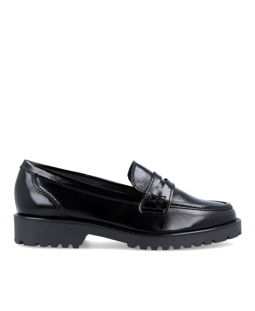 Black leather moccasins