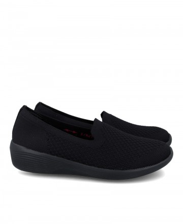 Zapatos de para mujer en color negro Caracteristicas elastico cuna 4 cm piso de goma termoplastica exterior textil e interior f