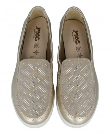 Women's gold loafers