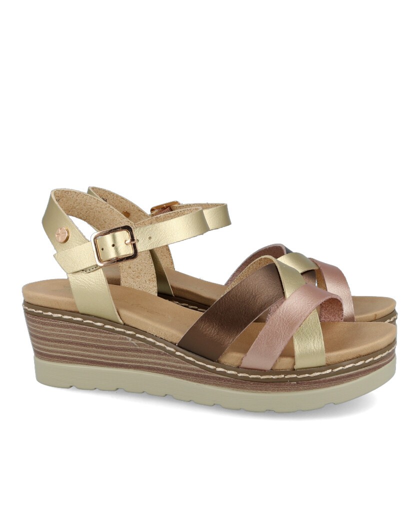 Xti 142853 metallic casual wedge sandal
