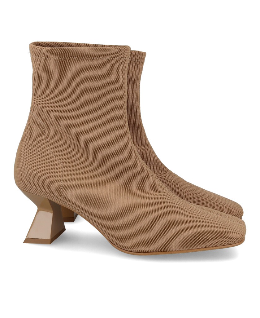 Women's beige ankle boots Miss Elastic 70067