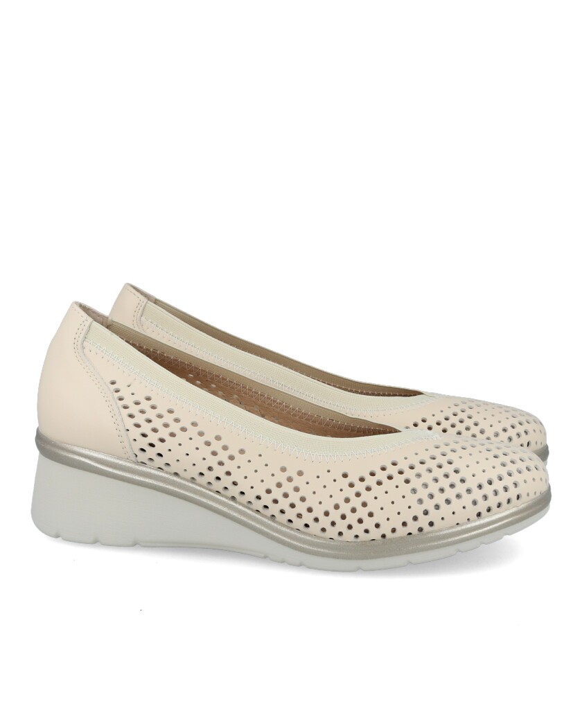Beige wedge ballerina flats Pitillos 5741