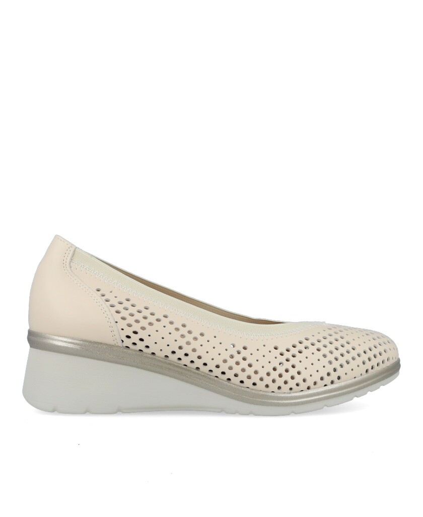 Beige wedge ballerina flats Pitillos 5741