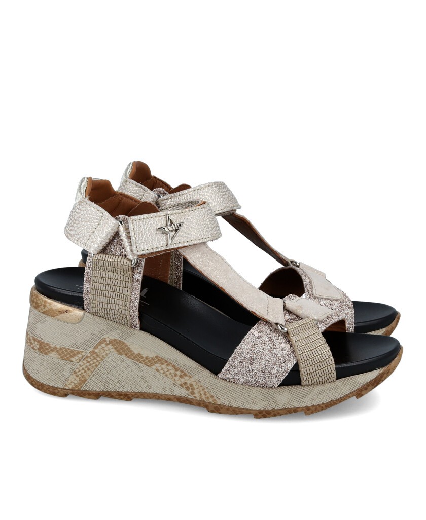 Metallic wedge sandal CETTI C-1317 SRA