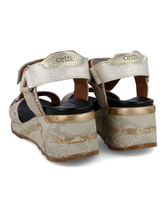Metallic wedge sandal CETTI C-1317 SRA Metallic wedge sandal CETTI C-1317 SRA