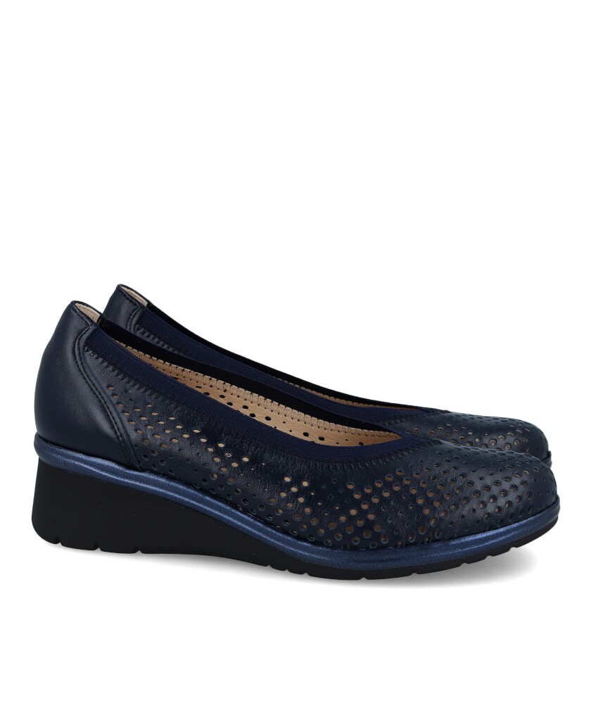 Navy blue wedge ballerinas Pitillos 5741