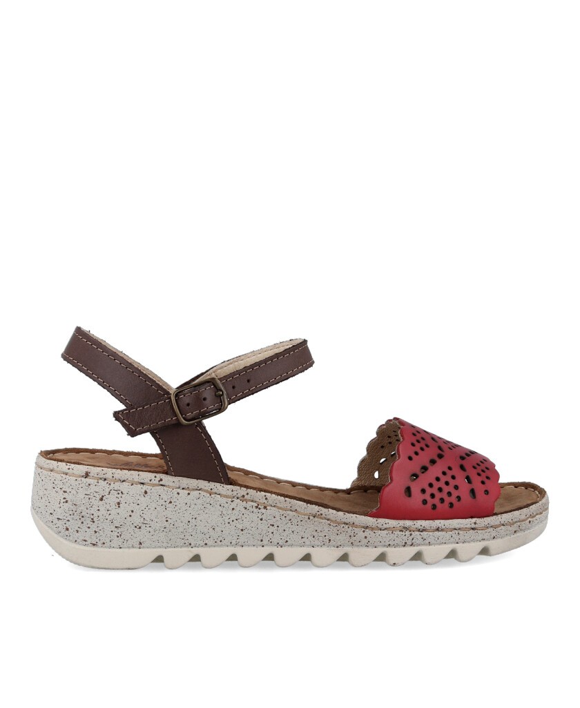 Sandalias para mujer en color rojo Caracteristicas con hebilla cuna 4 cm zapato de estilo casual suela de goma termoplastica ex