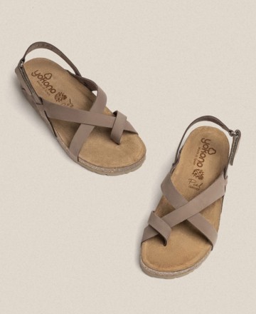 Sandalias planas taupe Yokono Jerba-718