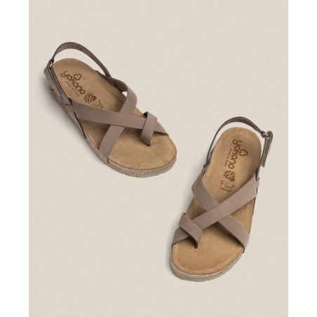Yokono Jerba-718 flat taupe sandals for woman