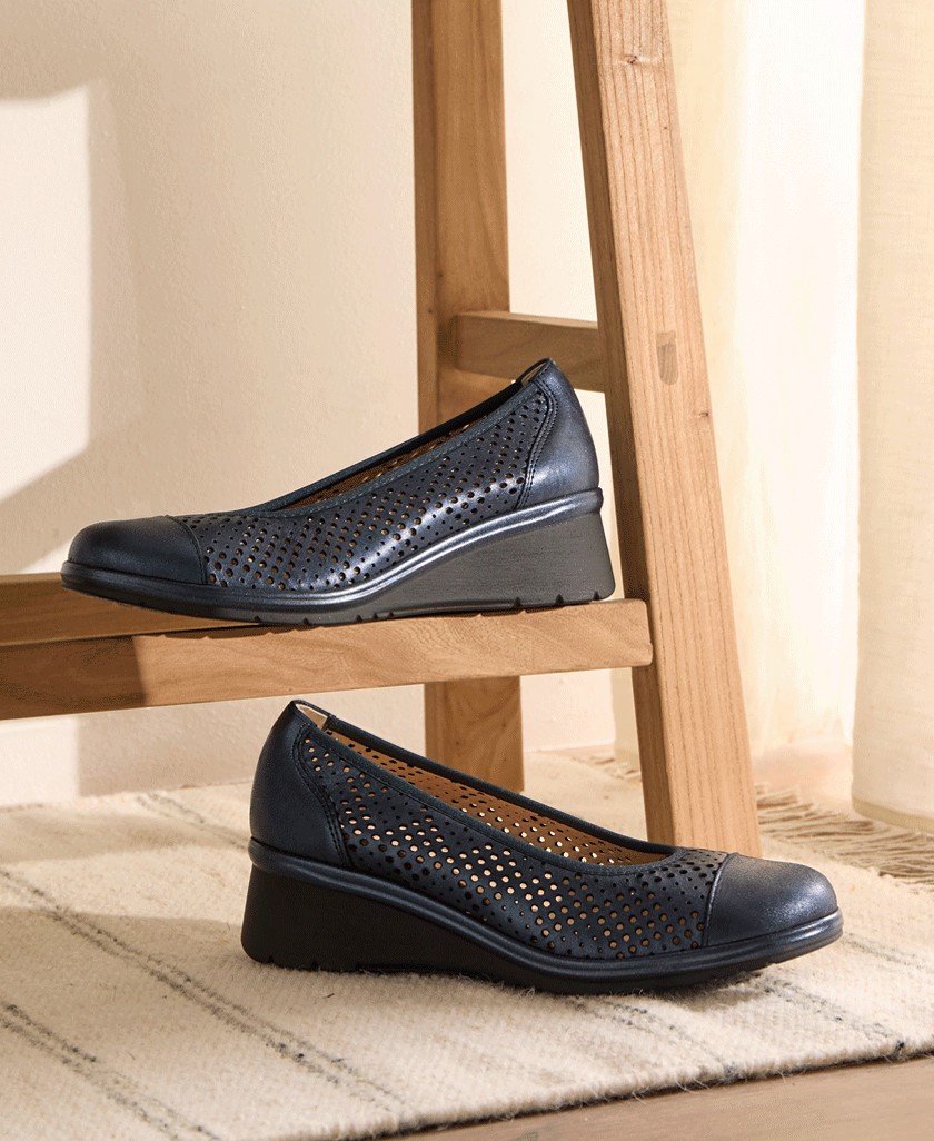 Navy blue wedge ballerinas Pitillos 5741