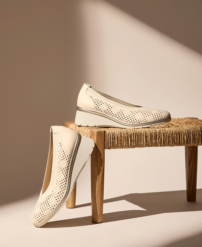 Beige wedge ballerina flats Pitillos 5741