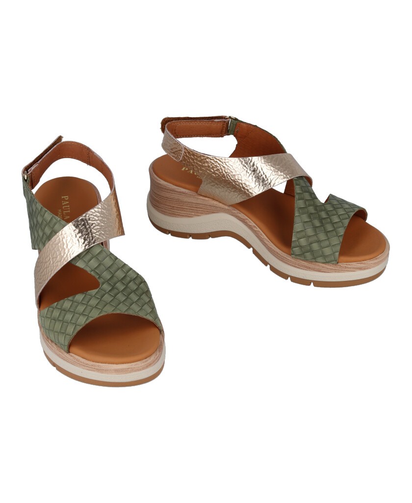 Sandalias ligeras verdes Paula Urban Nabuk 27-671