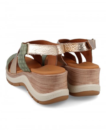 Paula Urban Nabuk light wedge sandals 27-671