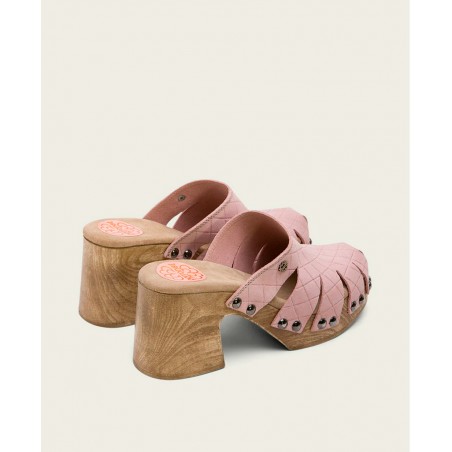 Block heel clogs Porronet 3080 for women in pink color