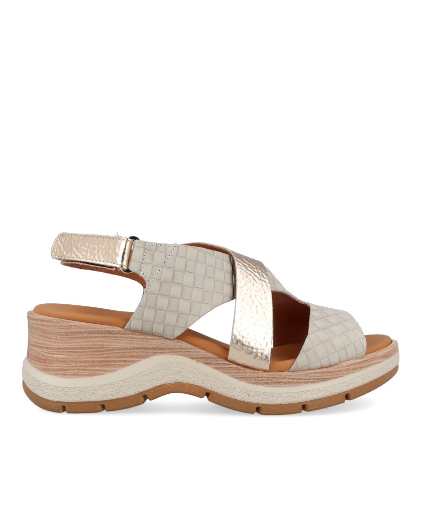 Paula Urban Nabuk beige wedge sandals 27-671