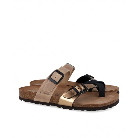 Interbios 7212 metallic toe sandal with touches of metal