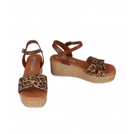 Catchalot 5451 printed sandal with low wedge